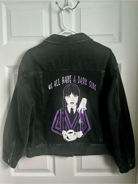 Wednesday Addams Jacket Upcycled Black Jeans Denim Gothic Style Custom Oversize